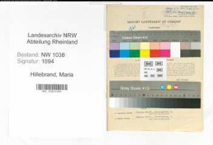 Entnazifizierung Maria Hillebrand , geb. 22.02.1894 (Kassenleiterin)