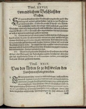 Titul. XXVIII. Von endlichem Beschluß der Sachen