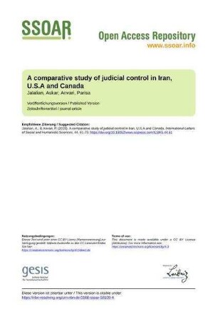A comparative study of judicial control in Iran, U.S.A and Canada