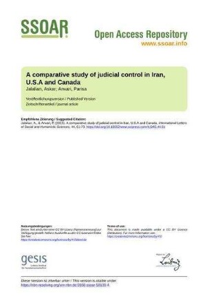 A comparative study of judicial control in Iran, U.S.A and Canada