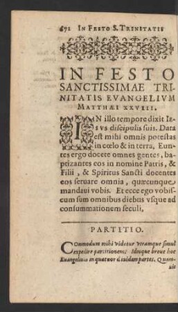 In Festo Sanctissimae Trinitatis