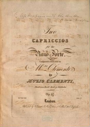 Two capriccios for the piano forte : op. 47