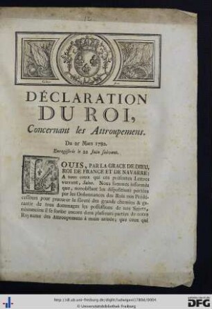Déclaration Du Roi, Concernant les Attroupemens.