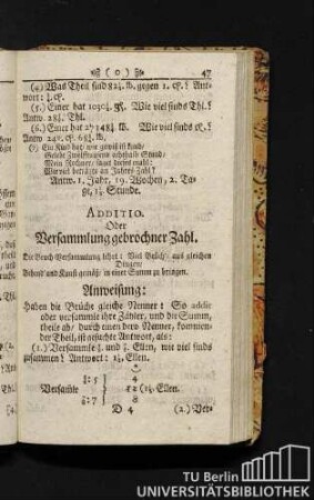Additio. Oder Versammlung gebrochner Zahl.