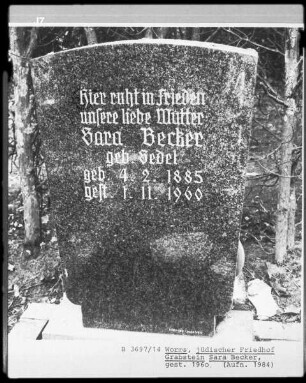 Grabstein der Sara Becker (gestorben 1960.11.01)