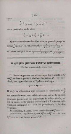 De quelques questions d´analyse indéterminée.