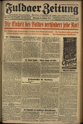 Erste Ausgabe vom Mittwoch, den 10. Oktober 1934.