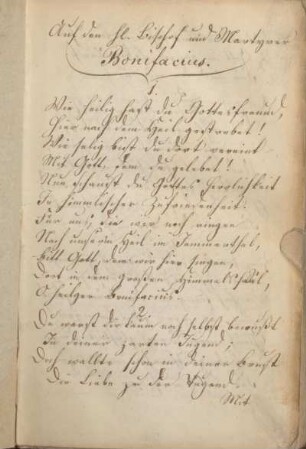 Auf den hl. Bischof und Martyrer Bonifacius [Gedicht]