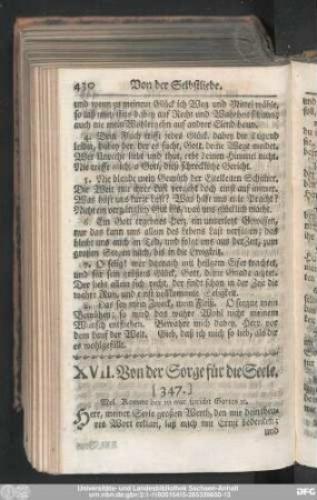 XVII. Von der Sorge für die Seele.
