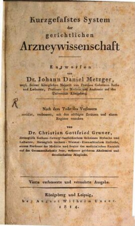 System der gerichtlichen Arzney-Wissenschaft