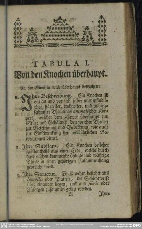 Tabula I. Von den Knochen überhaupt