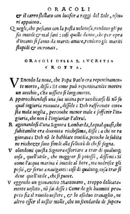 Oracoli Della S. Lvcretia Crotta.
