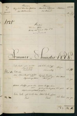 Sommersemester 1878. Rektorat Franz Kober
