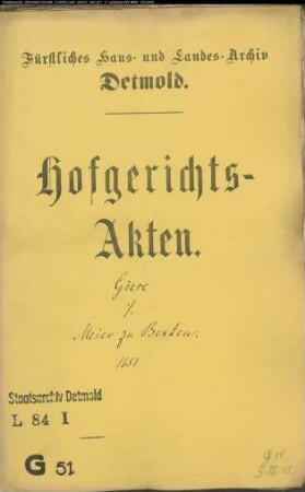 Giese, Bernd gegen Johann Meier zu Bexten - Schuldforderung