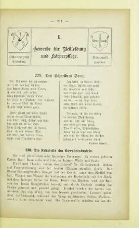 E. Gewerbe für Bekleidung und Körperpflege
