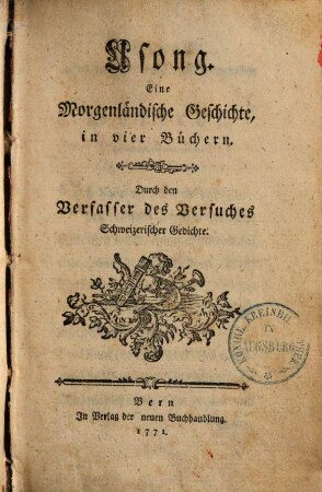Usong : Eine Morgenländische Geschichte, in vier Büchern