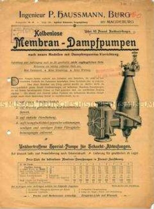 Kolbenlose Membran-Dampfpumpen / Kolbenlose Säure-Membran-Dampfpumpe