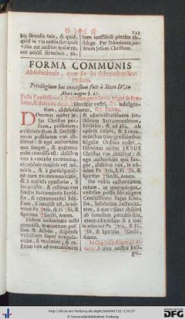 Forma Communis Absolutionis, quae fit in solemnitatibus Ordinis.