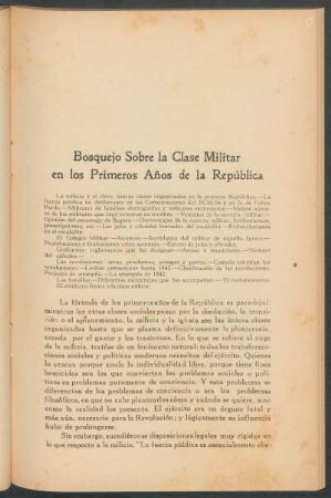 Bosquejo sobre la clase militar en los primeros años de la República