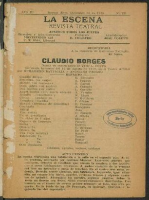 Claudio Borges : drama en cuatro actos