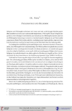 IX. Teil. Philosophie und Religion