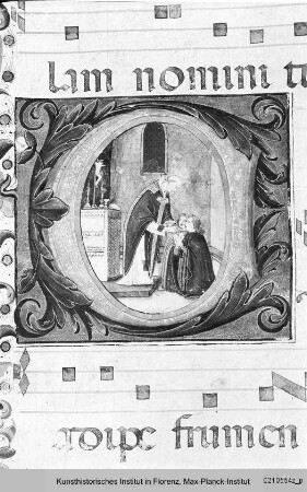 Graduale : Historisierte Initiale C(ibavit eos): Fronleichnam, Austeilung der Kommunion