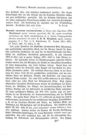 307-308 [Rezension] Martinucci, Pio, Manuale sacrarum caeremoniarum