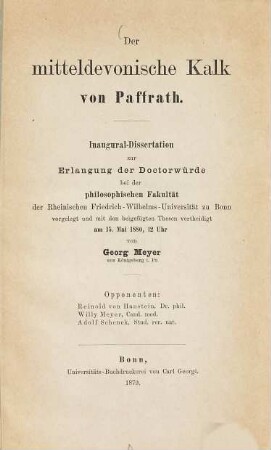 Der mitteldevonische Kalk von Paffrath