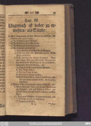 Cap. III. Ungemach ist lieber zu erwehlen, als Sünde: