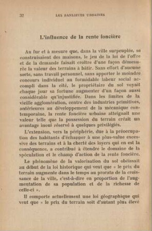 L'influence de la rente foncière
