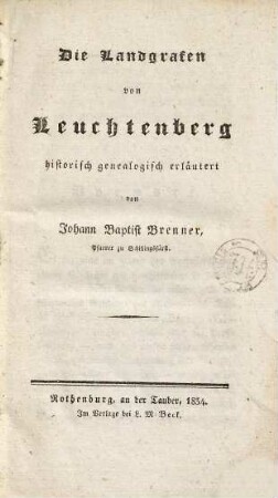 Die Landgrafen von Leuchtenberg