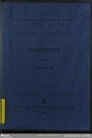Sex. Propertii Elegiarum libri IV