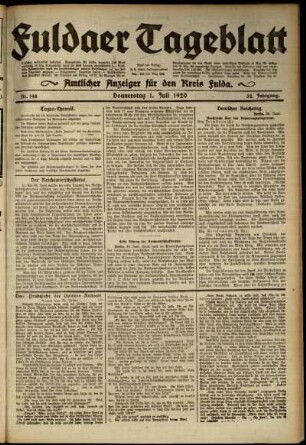 Ausgabe vom Donnerstag, den 01. Juli 1920.
