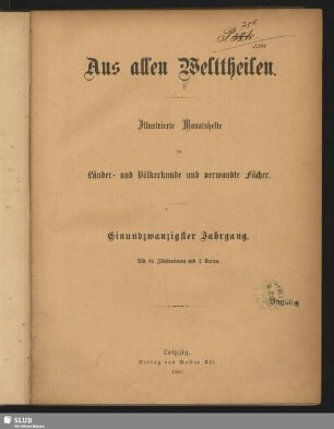 21.1890: Aus allen Welttheilen : illustriertes Familienblatt für Länder- u. Völkerkunde