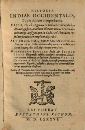 Historia Indiae Occidentalis : Tomis duobus comprehensa, 1