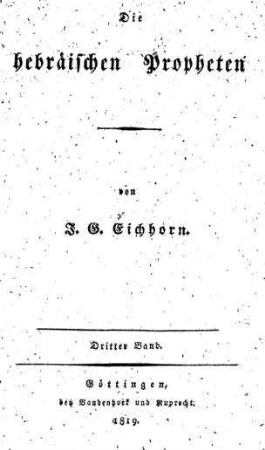 In: Die hebräischen Propheten ; Band 3