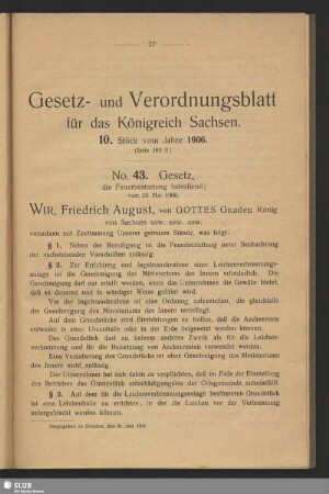 Gesetz- und Verordnungsblatt für das Königreich Sachsen