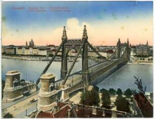 Budapest. Blick vom Blocksberg auf Elisabethbrücke über die Donau : Budapest. Blick vom Blocksberg auf Elisabethbrücke (1897-1903; Aurél Czekelius, Antal Kherndl) über die Donau