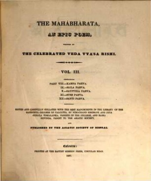 The Mahábhárata : an epic poem, 3
