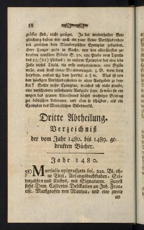 88-195, Dritte Abtheilung. Verzeichnis der vom Jahr 1480 bis 1489 gedrukten Bücher