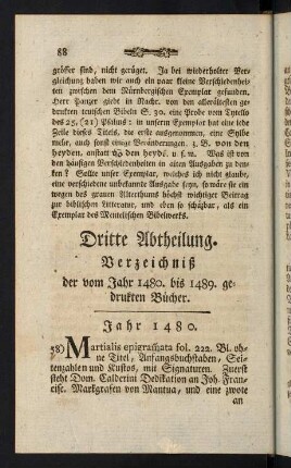 88-195, Dritte Abtheilung. Verzeichnis der vom Jahr 1480 bis 1489 gedrukten Bücher