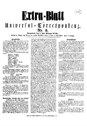 Extra-Blatt der Universal-Correspondenz. N[umme]r 3.