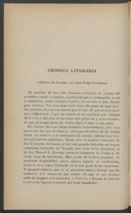 Crónica literaria : ("Cantos del Camino" por Luis Felipe Contardo)