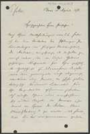 Brief von Ernst Hugo Heinrich Pfitzer an Unbekannt