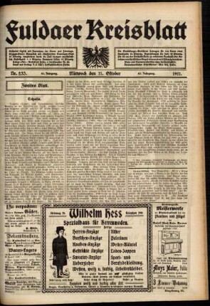 Zweite Ausgabe vom Mittwoch, den 11. Oktober 1911.