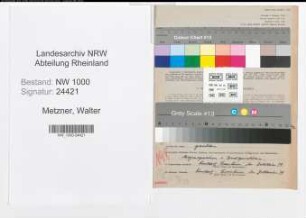 Entnazifizierung Walter Metzner, geb. 03.08.1897 (Kellner)