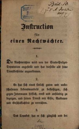 Instruction für einen Nachtwächter