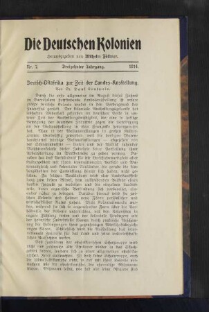 Deutsch-Ostafrika zur Zeit der Landes-Ausstellung