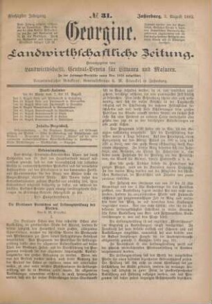 Fünfzigster Jahrgang. No. 31. Insterburg, 3. August 1882.