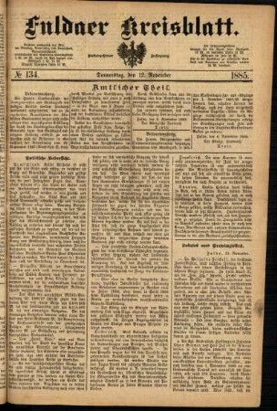 Ausgabe vom Donnerstag, den 12. November 1885.